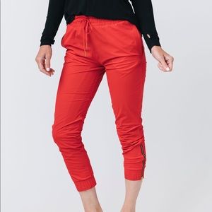 NWT Zyia Red Everywhere Zipper Joggers (M)